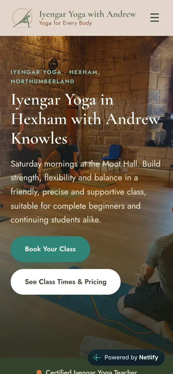 Iyengar Yoga with Andrew on a phone